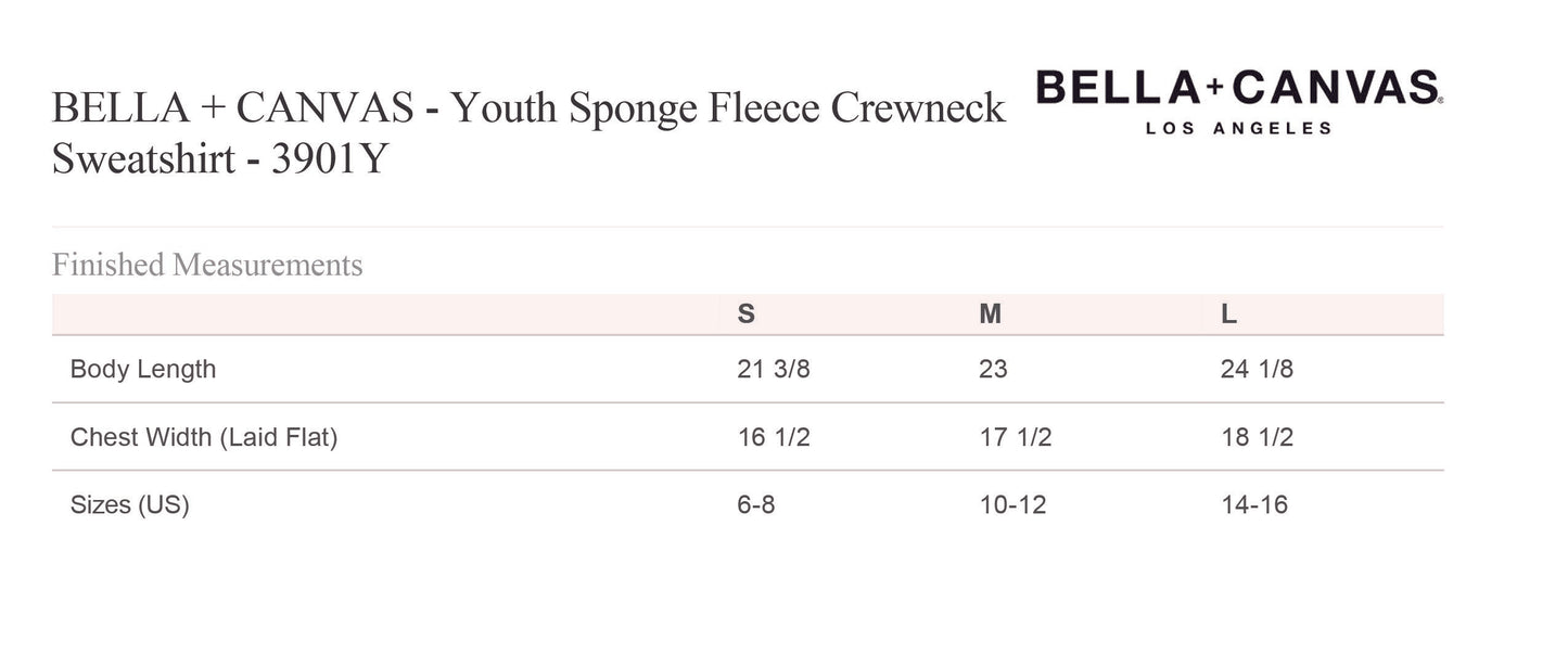 Bella+Canvas - Youth Sponge Fleece Script Crewneck Sweatshirt