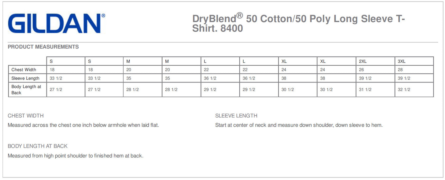 Gildan Adult DryBlend 50 Cotton/50 Poly Long Sleeve T-Shirt